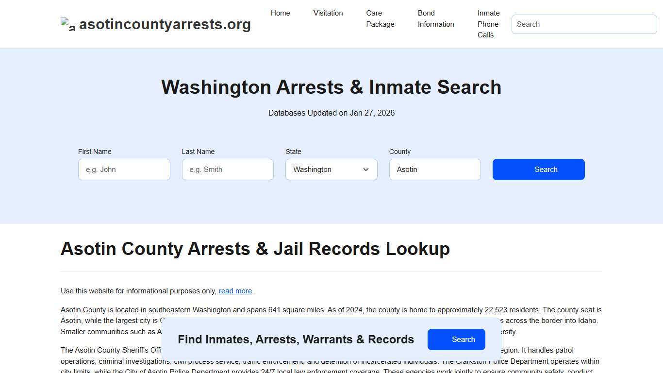 Asotin County, WA Arrests, Warrants, Police Records Search