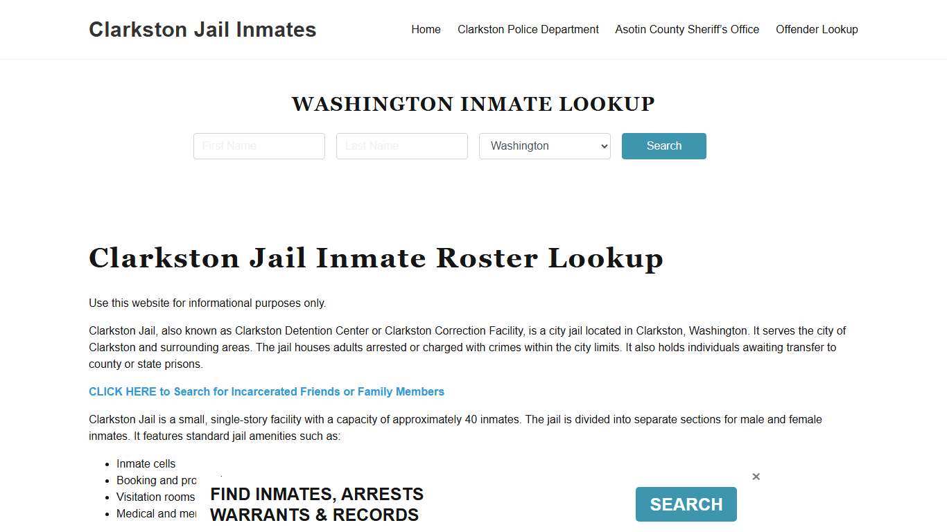 Clarkston Jail Inmate Roster, Asotin County, WA, Offender Search